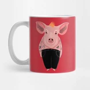 Cool Pig with Tattoo in Trousers Mug